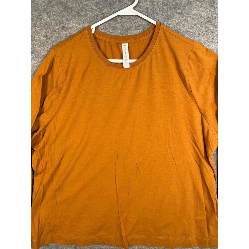 Athleta Outbound Top Women 2X Burnt Orange Long Sleeve CrewNeck Cotton Blend Tee